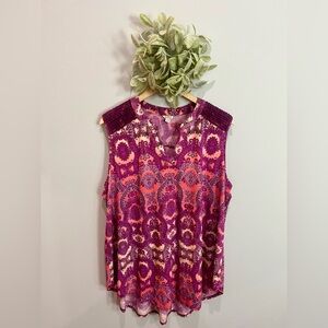 Cato Vibrant Purple and Pink Sleeveless Blouse